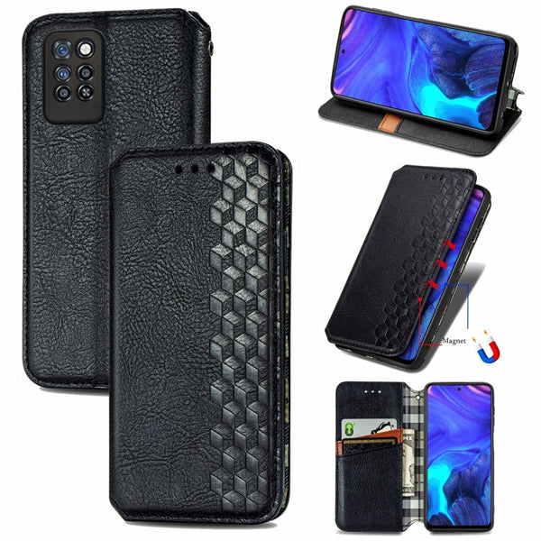 For Infinix Note 10 Pro Cubic Grid Pressed Horizontal Flip Magnetic PU Leather Case with Holder & Card Slots & Wallet(Black)