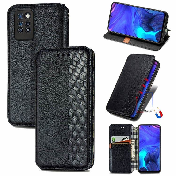 For Infinix Note 10 Pro Cubic Grid Pressed Horizontal Flip Magnetic PU Leather Case with Holder & Card Slots & Wallet(Black)