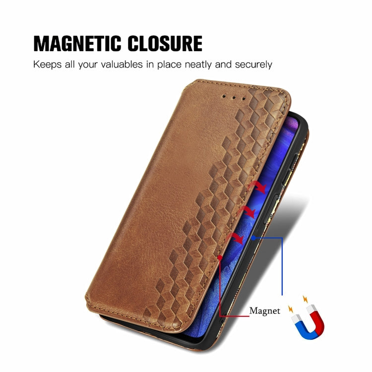 For Infinix Note 10 Pro Cubic Grid Pressed Horizontal Flip Magnetic PU Leather Case with Holder & Card Slots & Wallet(Brown)