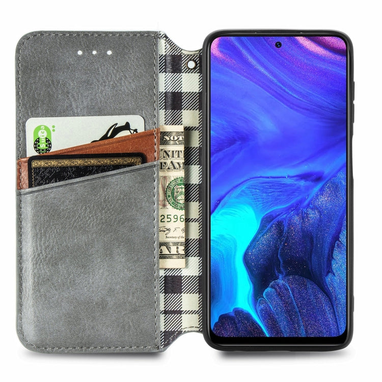 For Infinix Note 10 Pro Cubic Grid Pressed Horizontal Flip Magnetic PU Leather Case with Holder & Card Slots & Wallet(Grey)