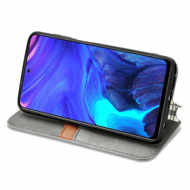 For Infinix Note 10 Pro Cubic Grid Pressed Horizontal Flip Magnetic PU Leather Case with Holder & Card Slots & Wallet(Grey)