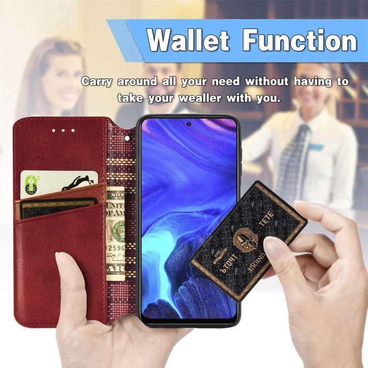 For Infinix Note 10 Pro Cubic Grid Pressed Horizontal Flip Magnetic PU Leather Case with Holder & Card Slots & Wallet(Red)