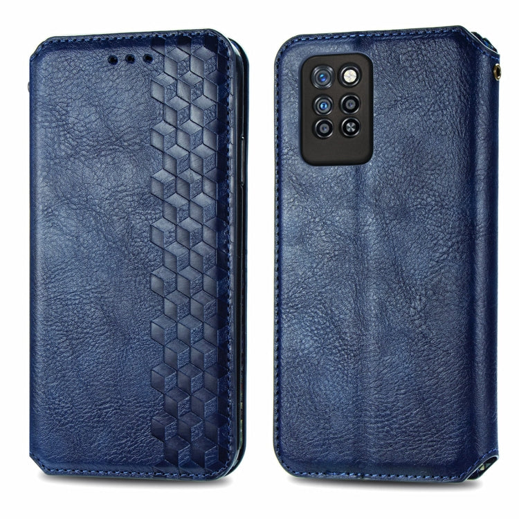 For Infinix Note 10 Pro Cubic Grid Pressed Horizontal Flip Magnetic PU Leather Case with Holder & Card Slots & Wallet(Blue)