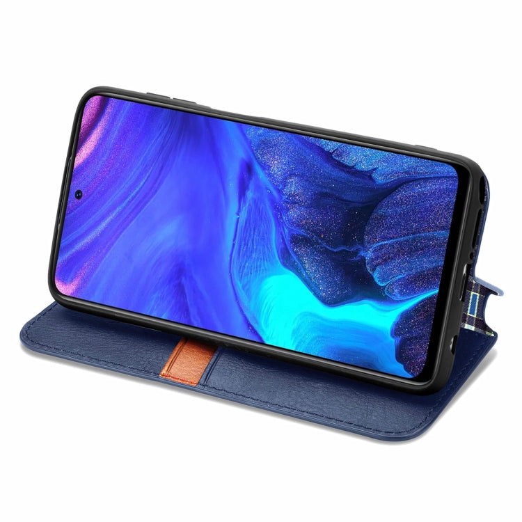 For Infinix Note 10 Pro Cubic Grid Pressed Horizontal Flip Magnetic PU Leather Case with Holder & Card Slots & Wallet(Blue)
