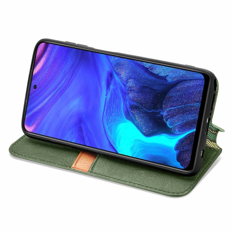 For Infinix Note 10 Pro Cubic Grid Pressed Horizontal Flip Magnetic PU Leather Case with Holder & Card Slots & Wallet(Green)