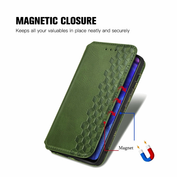 For Infinix Note 10 Pro Cubic Grid Pressed Horizontal Flip Magnetic PU Leather Case with Holder & Card Slots & Wallet(Green)