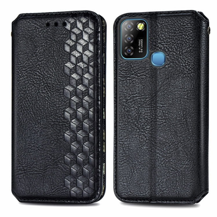 For Infinix Smart 5 Cubic Grid Pressed Horizontal Flip Magnetic PU Leather Case with Holder & Card Slots & Wallet(Black)