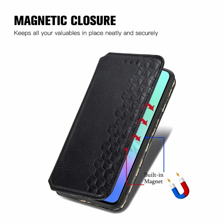 For Infinix Smart 5 Cubic Grid Pressed Horizontal Flip Magnetic PU Leather Case with Holder & Card Slots & Wallet(Black)