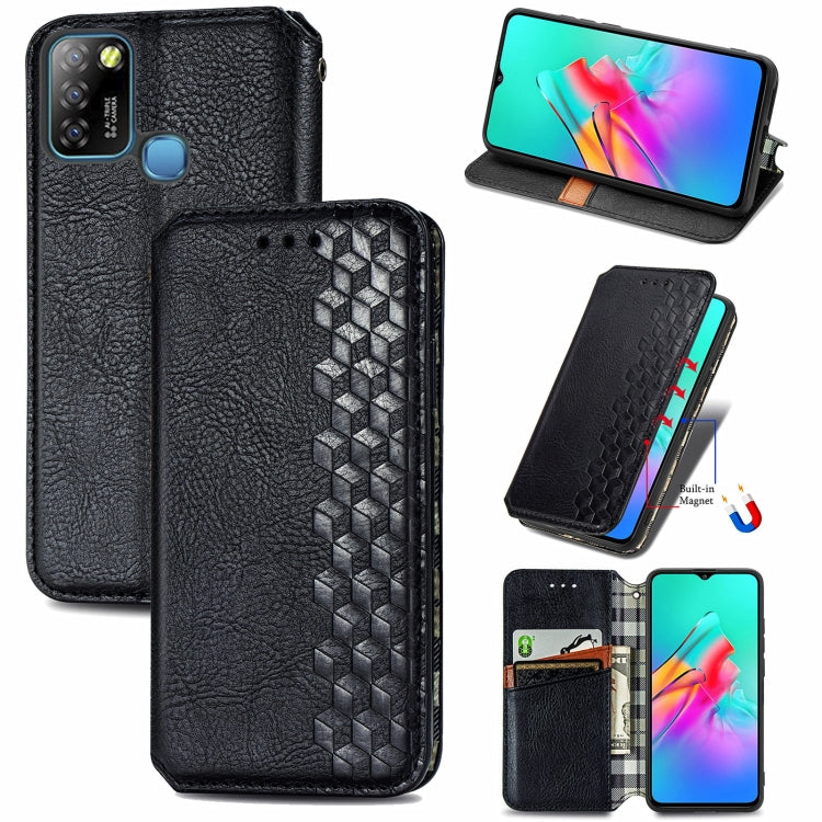For Infinix Smart 5 Cubic Grid Pressed Horizontal Flip Magnetic PU Leather Case with Holder & Card Slots & Wallet(Black)