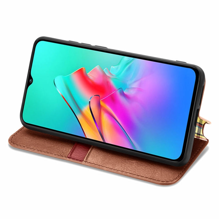 For Infinix Smart 5 Cubic Grid Pressed Horizontal Flip Magnetic PU Leather Case with Holder & Card Slots & Wallet(Brown)