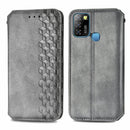 For Infinix Smart 5 Cubic Grid Pressed Horizontal Flip Magnetic PU Leather Case with Holder & Card Slots & Wallet(Grey)