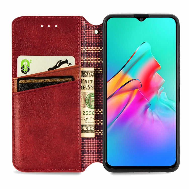 For Infinix Smart 5 Cubic Grid Pressed Horizontal Flip Magnetic PU Leather Case with Holder & Card Slots & Wallet(Red)
