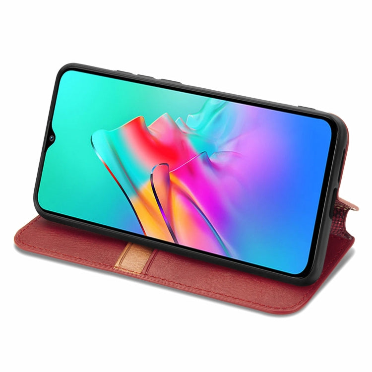 For Infinix Smart 5 Cubic Grid Pressed Horizontal Flip Magnetic PU Leather Case with Holder & Card Slots & Wallet(Red)