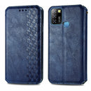 For Infinix Smart 5 Cubic Grid Pressed Horizontal Flip Magnetic PU Leather Case with Holder & Card Slots & Wallet(Blue)