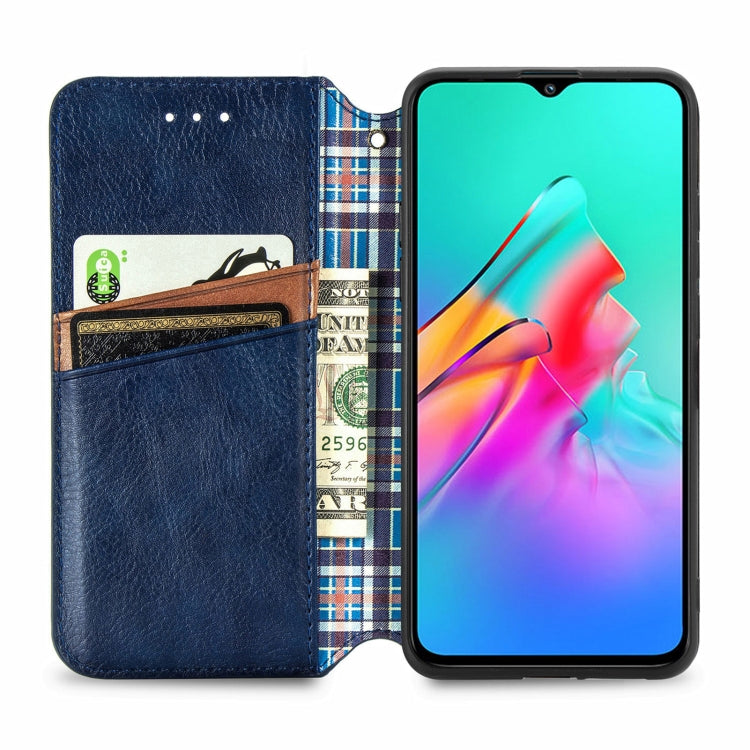 For Infinix Smart 5 Cubic Grid Pressed Horizontal Flip Magnetic PU Leather Case with Holder & Card Slots & Wallet(Blue)