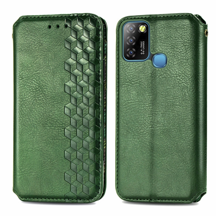 For Infinix Smart 5 Cubic Grid Pressed Horizontal Flip Magnetic PU Leather Case with Holder & Card Slots & Wallet(Green)
