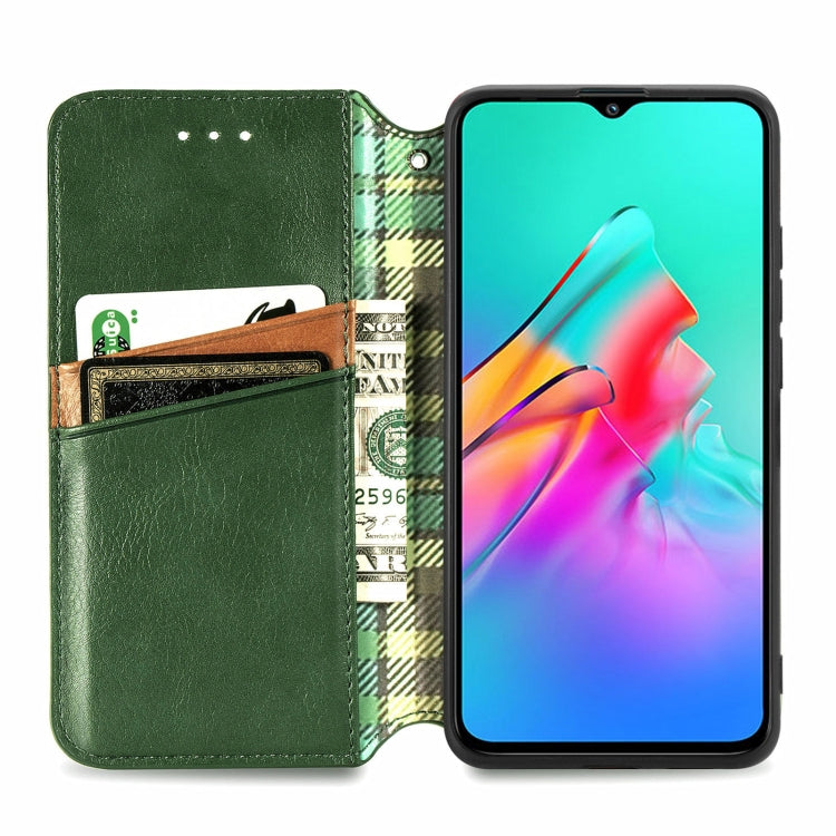 For Infinix Smart 5 Cubic Grid Pressed Horizontal Flip Magnetic PU Leather Case with Holder & Card Slots & Wallet(Green)