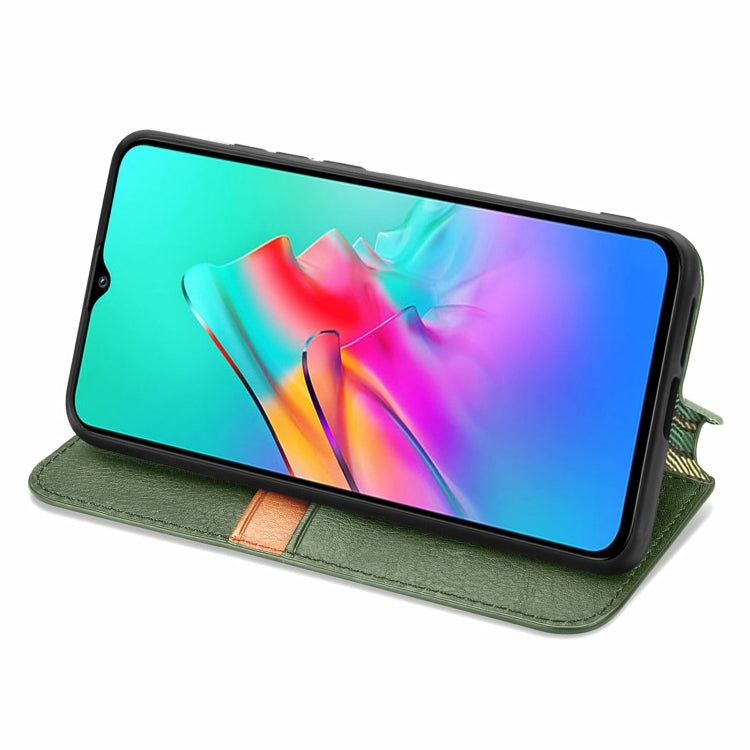 For Infinix Smart 5 Cubic Grid Pressed Horizontal Flip Magnetic PU Leather Case with Holder & Card Slots & Wallet(Green)