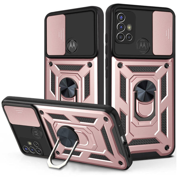 For Motorola Moto G30 Sliding Camera Cover Design TPU+PC Protective Case(Rose Gold)