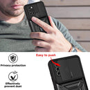 For Samsung Galaxy A21s Sliding Camera Cover Design TPU+PC Protective Case(Dark Green)