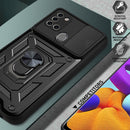 For Samsung Galaxy A21s Sliding Camera Cover Design TPU+PC Protective Case(Dark Green)