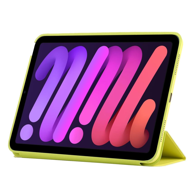 3-fold Horizontal Flip Smart Leather Tablet Case with Sleep / Wake-up Function & Holder For iPad mini 6(Yellow)