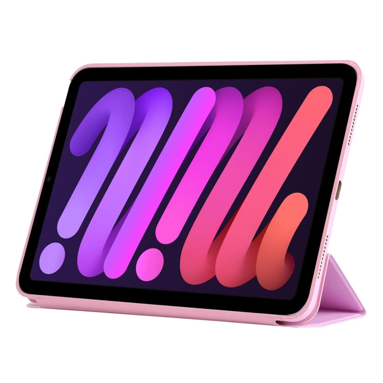 3-fold Horizontal Flip Smart Leather Tablet Case with Sleep / Wake-up Function & Holder For iPad mini 6(Pink)