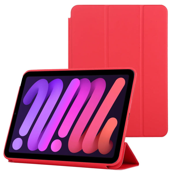 3-fold Horizontal Flip Smart Leather Tablet Case with Sleep / Wake-up Function & Holder For iPad mini 6(Red)