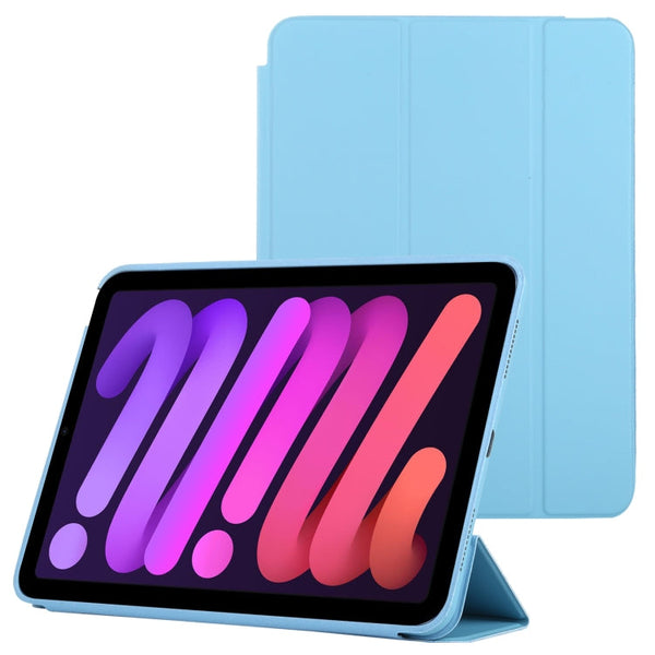 3-fold Horizontal Flip Smart Leather Tablet Case with Sleep / Wake-up Function & Holder For iPad mini 6(Blue)