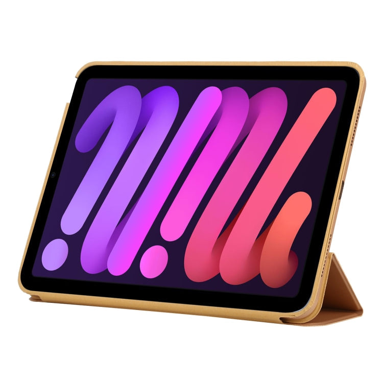 3-fold Horizontal Flip Smart Leather Tablet Case with Sleep / Wake-up Function & Holder For iPad mini 6(Gold)