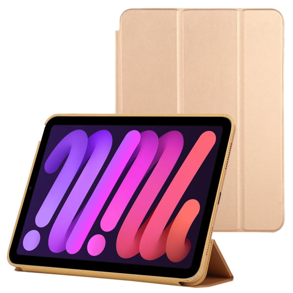 3-fold Horizontal Flip Smart Leather Tablet Case with Sleep / Wake-up Function & Holder For iPad mini 6(Gold)