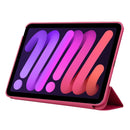 3-fold Horizontal Flip Smart Leather Tablet Case with Sleep / Wake-up Function & Holder For iPad mini 6(Rose Red)