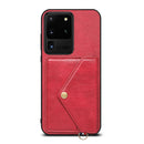 For Samsung Galaxy S20 Ultra Litchi Texture Silicone + PC + PU Leather Back Cover Shockproof Case with Card Slot(Red)