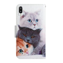 For Samsung Galaxy A10 / M10 Painted Pattern Horizontal Flip Leather Case with Holder & Card Slot & Wallet(Three Cats)