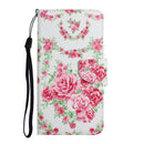 For Samsung Galaxy A12 Painted Pattern Horizontal Flip Leather Case with Holder & Card Slot & Wallet(Rose Flower)