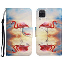 For Samsung Galaxy A12 Painted Pattern Horizontal Flip Leather Case with Holder & Card Slot & Wallet(Flamingo)