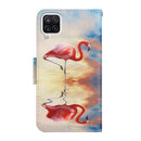 For Samsung Galaxy A12 Painted Pattern Horizontal Flip Leather Case with Holder & Card Slot & Wallet(Flamingo)