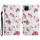For Samsung Galaxy A12 Painted Pattern Horizontal Flip Leather Case with Holder & Card Slot & Wallet(Red Peony Flower)