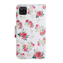 For Samsung Galaxy A12 Painted Pattern Horizontal Flip Leather Case with Holder & Card Slot & Wallet(Red Peony Flower)