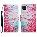 For Samsung Galaxy A12 Painted Pattern Horizontal Flip Leather Case with Holder & Card Slot & Wallet(Red Cherry Blossoms)
