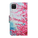 For Samsung Galaxy A12 Painted Pattern Horizontal Flip Leather Case with Holder & Card Slot & Wallet(Red Cherry Blossoms)