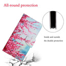 For Samsung Galaxy A12 Painted Pattern Horizontal Flip Leather Case with Holder & Card Slot & Wallet(Red Cherry Blossoms)