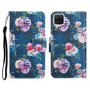 For Samsung Galaxy A12 Painted Pattern Horizontal Flip Leather Case with Holder & Card Slot & Wallet(Fluorescent Rose)