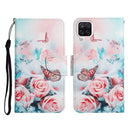 For Samsung Galaxy A12 Painted Pattern Horizontal Flip Leather Case with Holder & Card Slot & Wallet(Peony Butterfly)