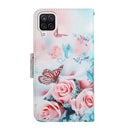 For Samsung Galaxy A12 Painted Pattern Horizontal Flip Leather Case with Holder & Card Slot & Wallet(Peony Butterfly)