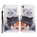Painted Pattern Horizontal Flip Leather Case with Holder & Card Slot & Wallet For iPhone SE 2022 / SE 2020 / 8 / 7(Three Cats)