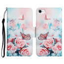 Painted Pattern Horizontal Flip Leather Case with Holder & Card Slot & Wallet For iPhone SE 2022 / SE 2020 / 8 / 7(Peony Butterfly)
