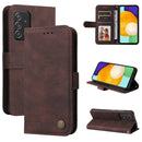 For Samsung Galaxy A52 5G / 4G / A52s Skin Feel Life Tree Metal Button Horizontal Flip Leather Case with Holder & Card Slot & Wallet & Photo Frame & Strap(Brown)