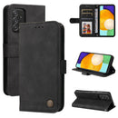 For Samsung Galaxy A52 5G / 4G / A52s Skin Feel Life Tree Metal Button Horizontal Flip Leather Case with Holder & Card Slot & Wallet & Photo Frame & Strap(Black)