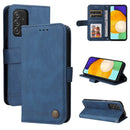 For Samsung Galaxy A52 5G / 4G / A52s Skin Feel Life Tree Metal Button Horizontal Flip Leather Case with Holder & Card Slot & Wallet & Photo Frame & Strap(Blue)